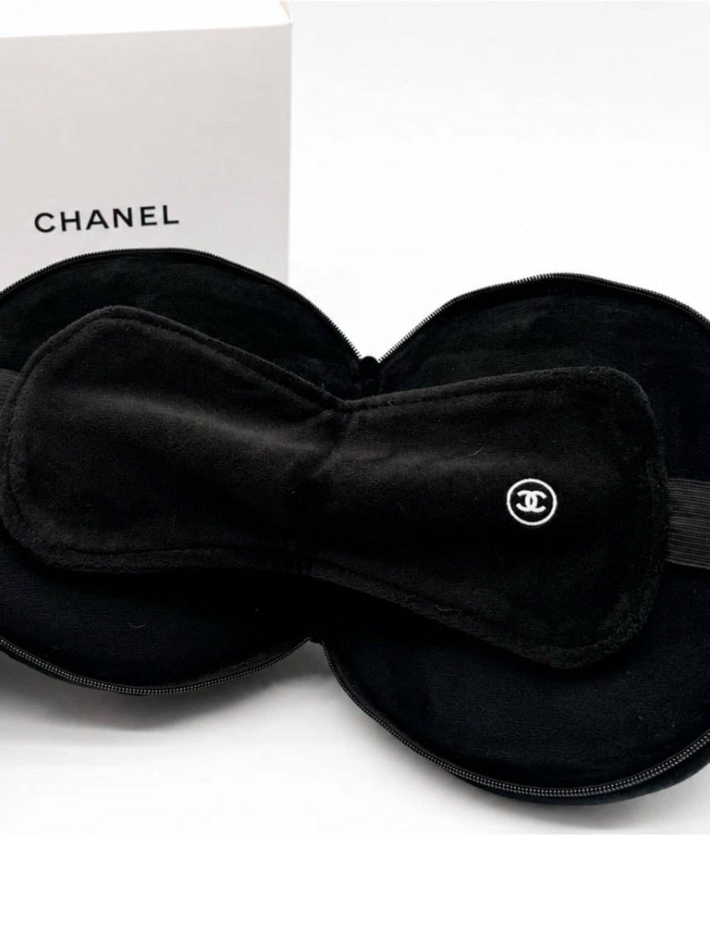 VIP Black Velvet Eye Mask/pillow with White CC Logo
